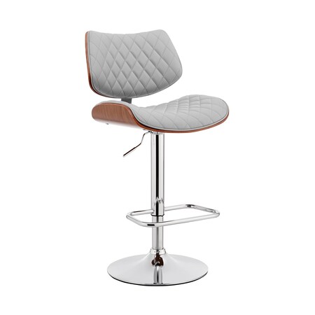 Armen Living Leland Adjustable Gray Faux Leather and Chrome Finish Bar Stool LCLEBAWAGR